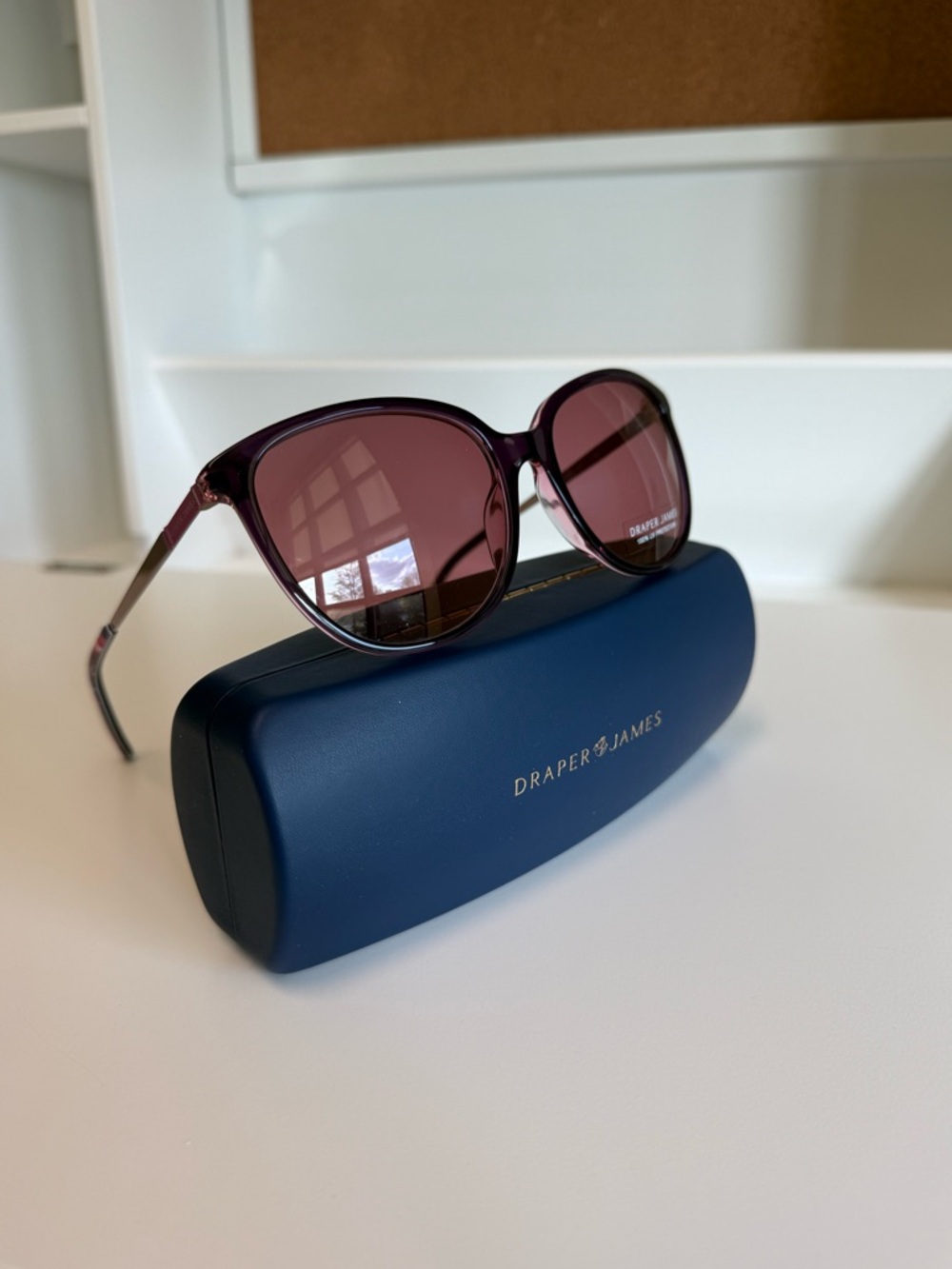 Draper James Women's Sunglasses: Merlot Frame, Floral Detail, NEW